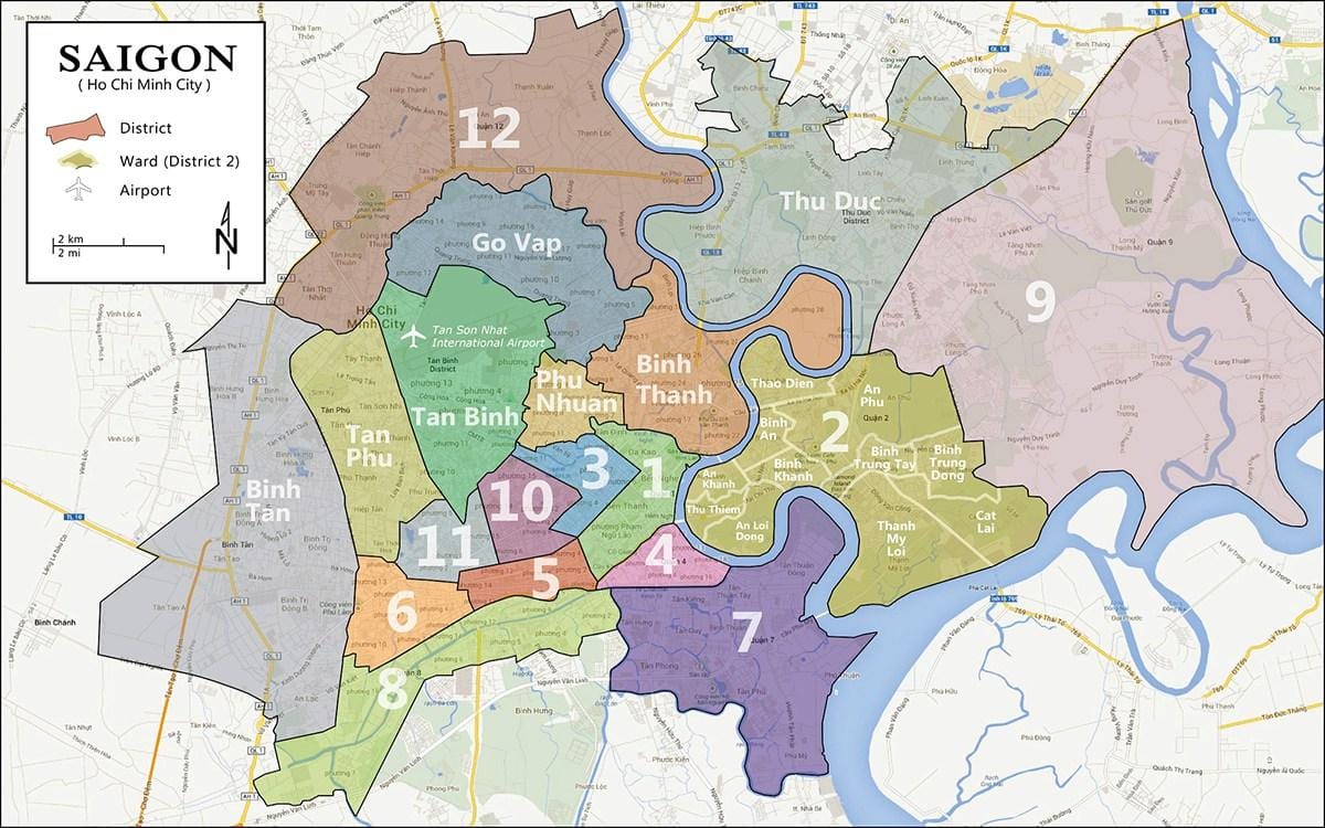 Mappa di distretto 9 di ho chi minh city 