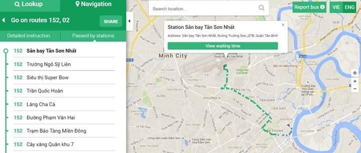 Mappa della città di ho chi minh bus 152 percorso