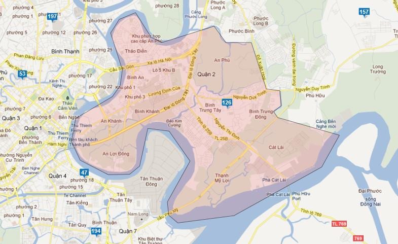 la mappa dei distretti di ho chi minh