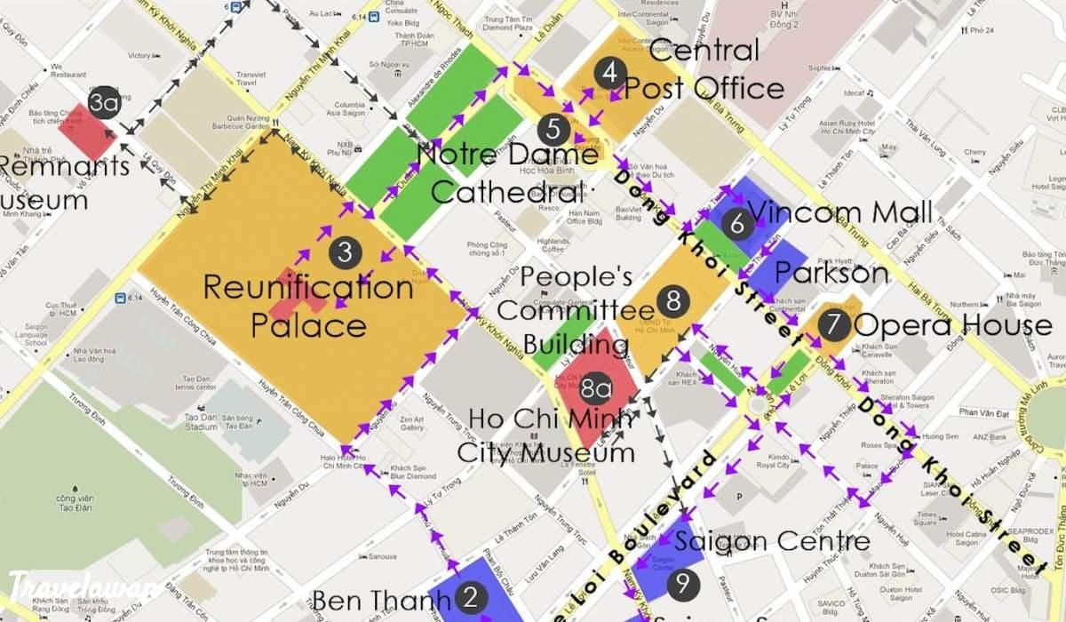 ho chi minh city tour a piedi mappa